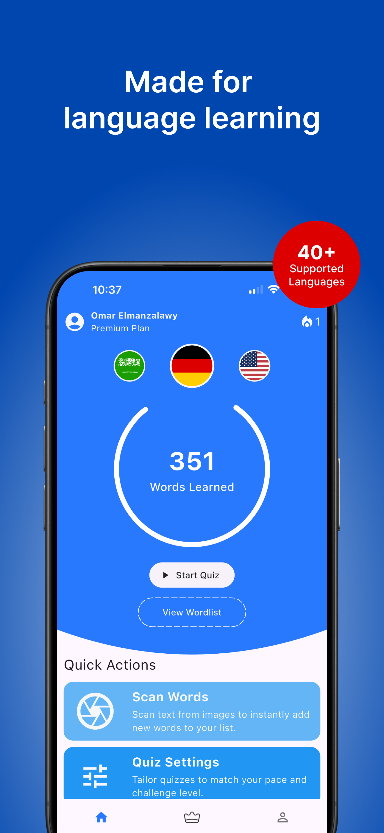 Dashboard with progress tracking